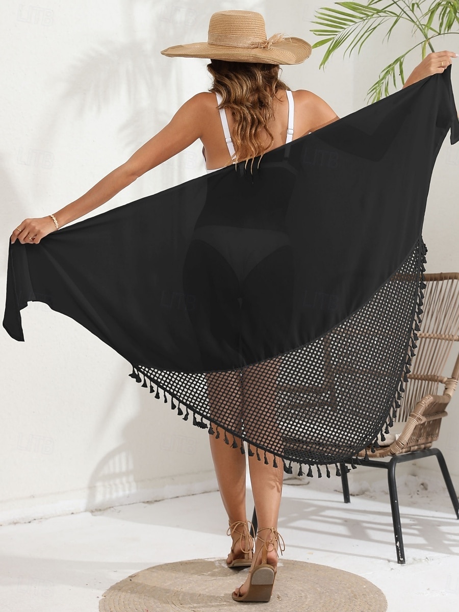 Kostium kąpielowy damski okrycie wierzchnie owinięcie frędzle wakacyjne wdzianko plażowe jednolity kolor bez rękawów kostiumy kąpielowe 2026 - $22.99 –P3