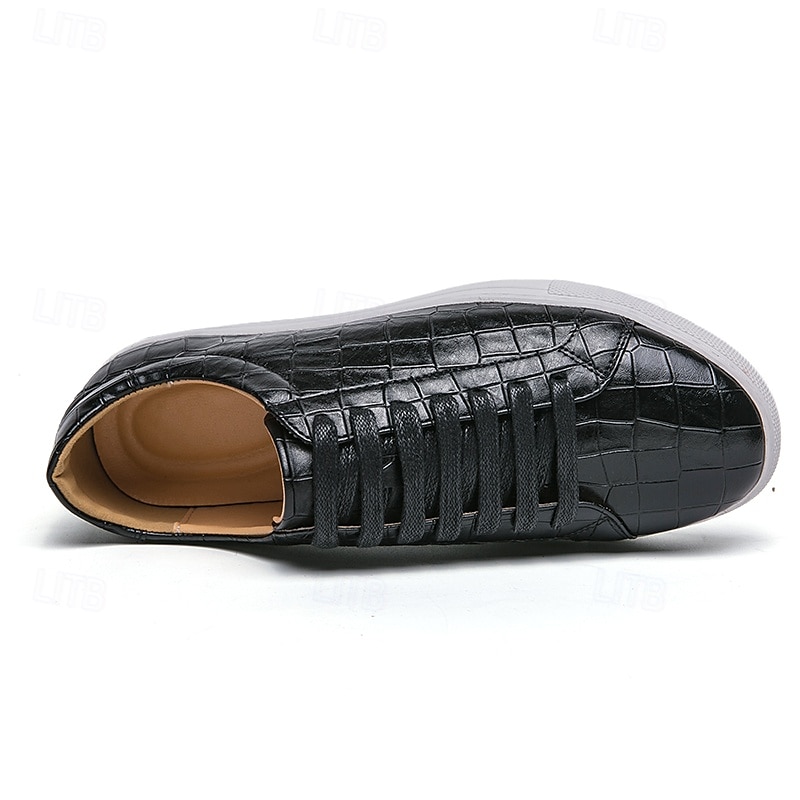 vardagssneakers i vitt krokodilmönster för män – snygga snörskor för dagligt bruk och fashionabla utflykter 2025 - $46.99 –P5