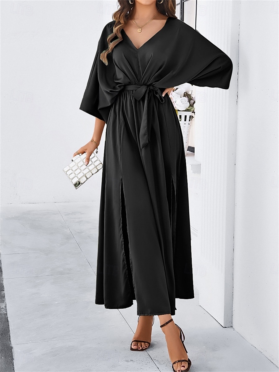 Rochie de absolvire pentru femei rochie maxi rochie de lucru rochie de petrecere casual formal manșon batwing vacanță formală petrecere regular fit grafic manșon scurt gât în V negru șampanie vin 2025 - $41.99 –P22