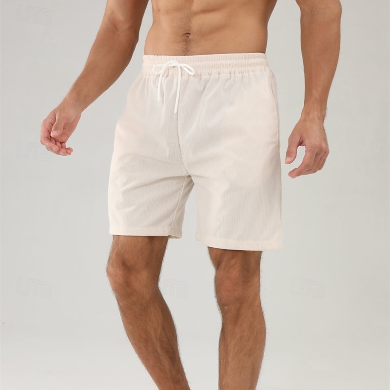 Per uomo Pantaloncini Pantaloncini estivi Pantaloncini casual Pantaloncini di velluto a coste Tasche A cordoncino Vita elastica Liscio Comfort Traspirante Breve Esterno Da mare Sport Informale Nero del 2026 a $16.49 –P10