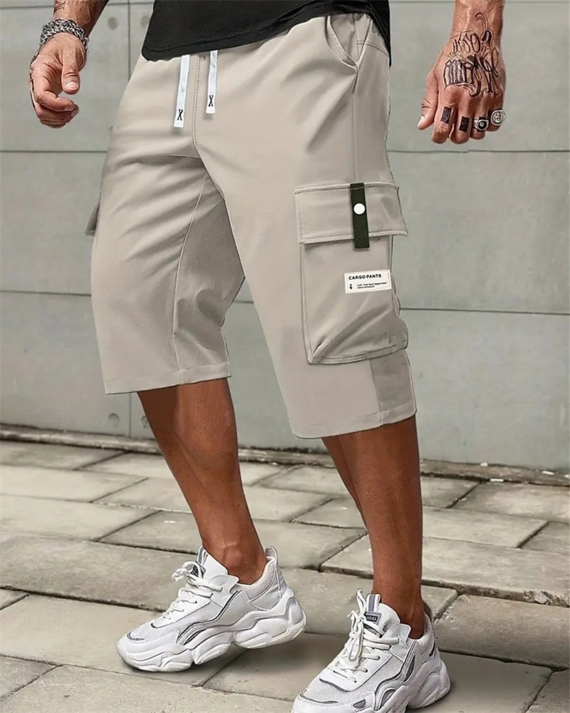 Ανδρικά Σορτς φορτίου Καλοκαιρινό σορτς σορτς κάπρι Κορδόνι Ελαστική μέση Πολλαπλή τσέπη Σκέτο Άνεση Φοριέται Μήκος μοσχάρι ΕΞΩΤΕΡΙΚΟΥ ΧΩΡΟΥ Αθλημα Καθημερινά Μοντέρνα Καθημερινό Μαύρο Χακί 2026 - $26.99 –P1