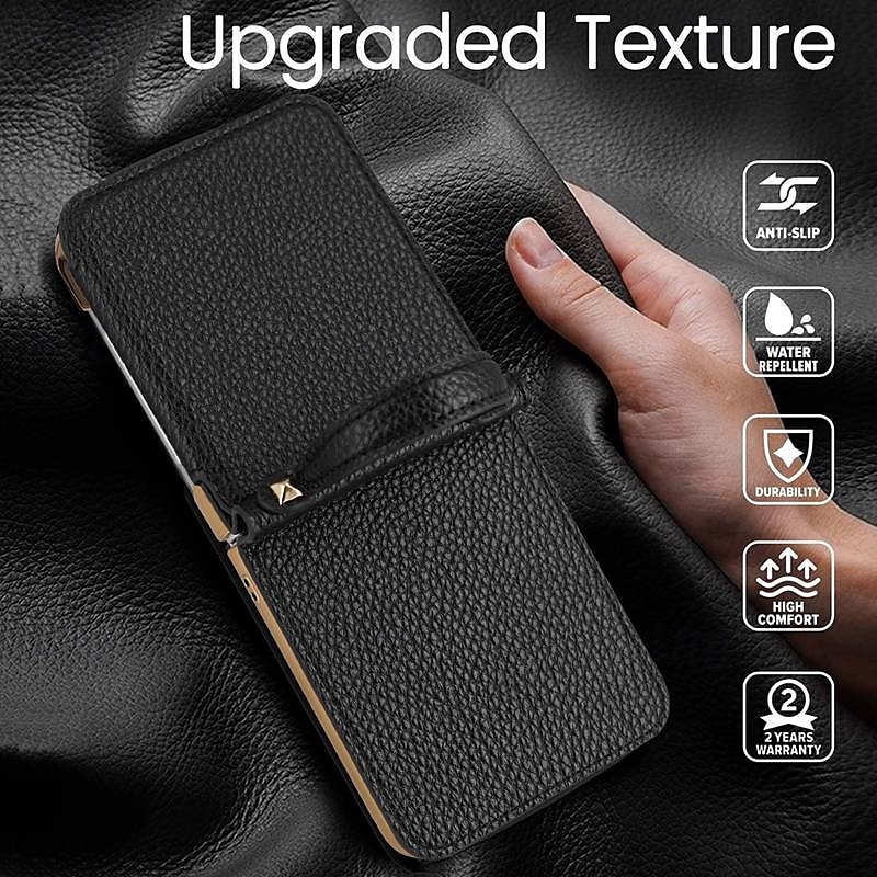 telefoon hoesje Voor Samsung Galaxy Z-flip 6 Z Flip 5 Z Flip 4 Z Flip 3 Achterkant Spiegel Schokbestendig Retro PU-nahka 2025 - $30.99 –P5