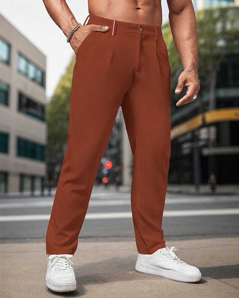 Hombre pantalones de traje Pantalones Chinos pantalones Pantalones plisados Botones Bolsillo Plano Comodidad Formal Fiesta Trabajo Moda Estilo clásico Caqui Claro Negro Microelástico 2025 - $23.99 -P2