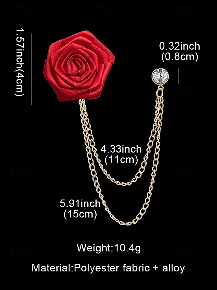 булавка на лацкан в виде красной розы с золотой цепочкой – элегантный мужской аксессуар для костюмов и смокингов – идеально подходит для свадеб, официальных мероприятий и особых случаев 2026 - $9.99 –P7