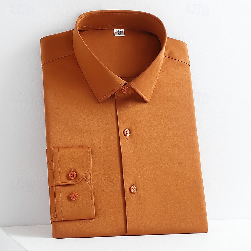 Homme Chemise Chemise boutonnée Couleur unie Mariage Soirée Noir Blanche Jaune Vert Claire manche longue Revers Printemps Automne Vêtement Tenue Poche de 2025 ? $29.99 –P10