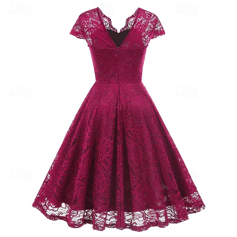Elegantní 50. léta Retro Ke kolenům Šaty A-Line šaty Čajové šaty Krajka A-Linie Dámské Vánoce Karneval Nový rok Maturita Denní nošení loučení se svobodou nevěsty Dospělé Šaty pro návrat domů Léto 2025 - $35.99 –P13