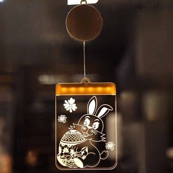 مصباح أرنب عيد الفصح على شكل بيضة عيد الفصح مع نافذة شفط، مصباح ديكور لحفلة عشاء احتفالية، مزود طاقة بصندوق بطارية AAA 2025 - $5.49 –P6