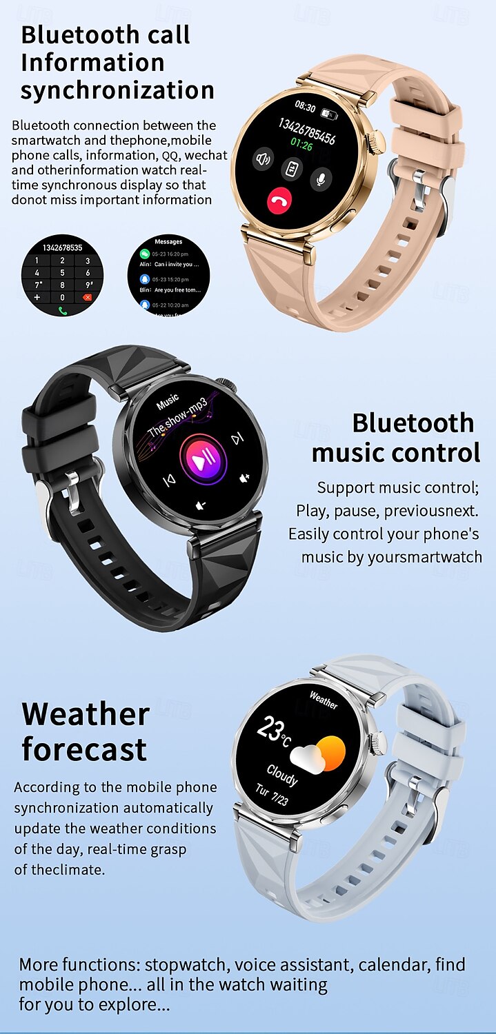 2025年 696 JSWatchCT5mini スマートウォッチ 1.3 インチ スマート·ウォッチ ブルートゥース 歩数計 着信通知 睡眠サイクル計測器 と互換性があります Android iOS 女性 男性 防水 メディアコントロール メッセージ受信通知 IP68 40mmの時計ケース  コレクション – $62.99 –P14
