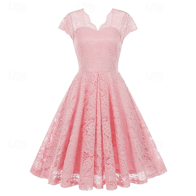 Elegantní 50. léta Retro Ke kolenům Šaty A-Line šaty Čajové šaty Krajka A-Linie Dámské Vánoce Karneval Nový rok Maturita Denní nošení loučení se svobodou nevěsty Dospělé Šaty pro návrat domů Léto 2025 - $35.99 –P6