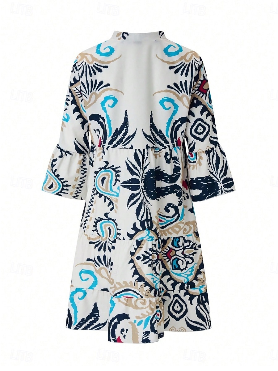 Női Mini ruha hétköznapi ruha Boho ruha Csehország Szüret Etno Vakáció Napi Normál Virágos Hosszú ujj V-alakú Medence Nyár Tavasz 2025 - $27.99 –P5
