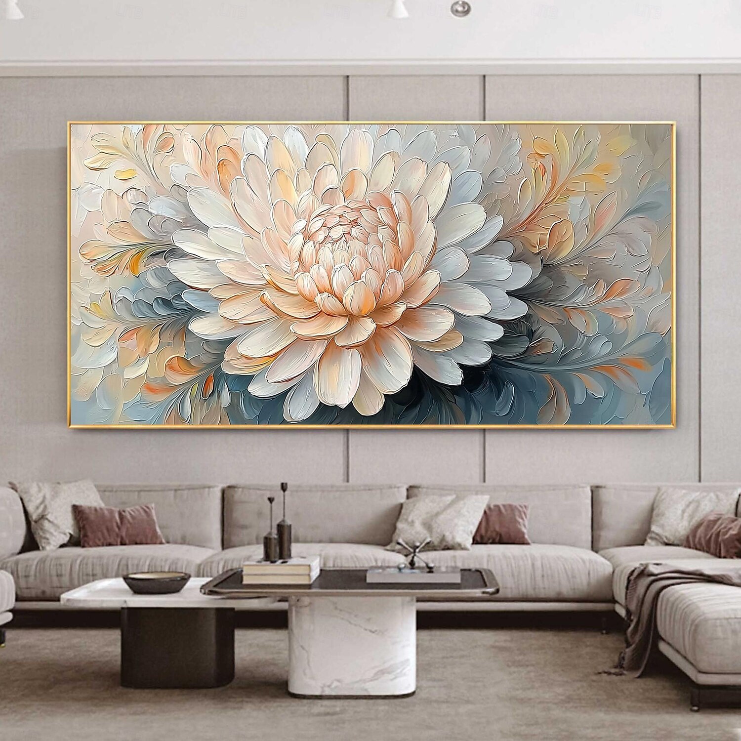 2025年 手作りのオリジナル 3D インパスト テクスチャの花の油絵 キャンバスに描かれた抽象的な咲く花の壁アート 家の装飾用 枠付き/内枠なしの絵画  コレクション – $150.99 –P3