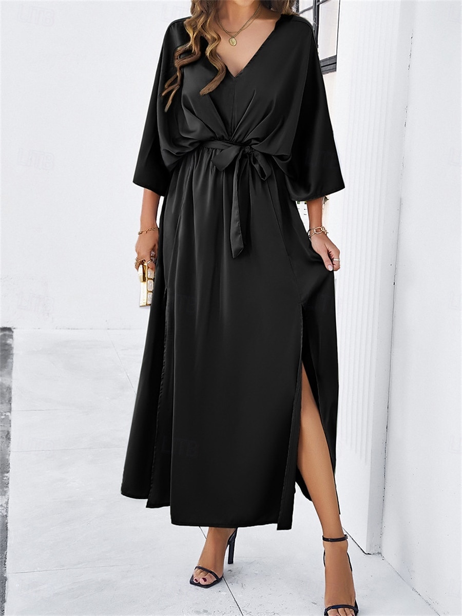 Rochie de absolvire pentru femei rochie maxi rochie de lucru rochie de petrecere casual formal manșon batwing vacanță formală petrecere regular fit grafic manșon scurt gât în V negru șampanie vin 2025 - $41.99 –P23