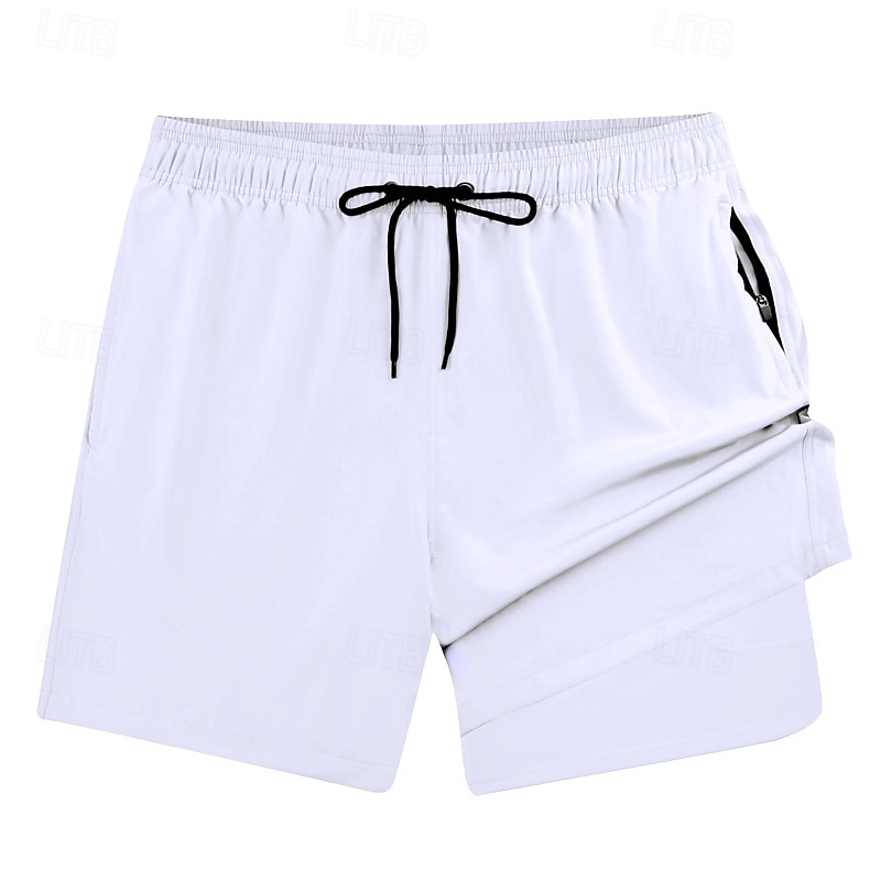 Homens Calção Justo de Natação Shorts de Natação Bermuda de Surf Calças Com Cordão Com bolsos Natação Surfe Praia Esportes Aquáticos Cor Sólida Verão Primavera de 2025 por $26.99 –P9