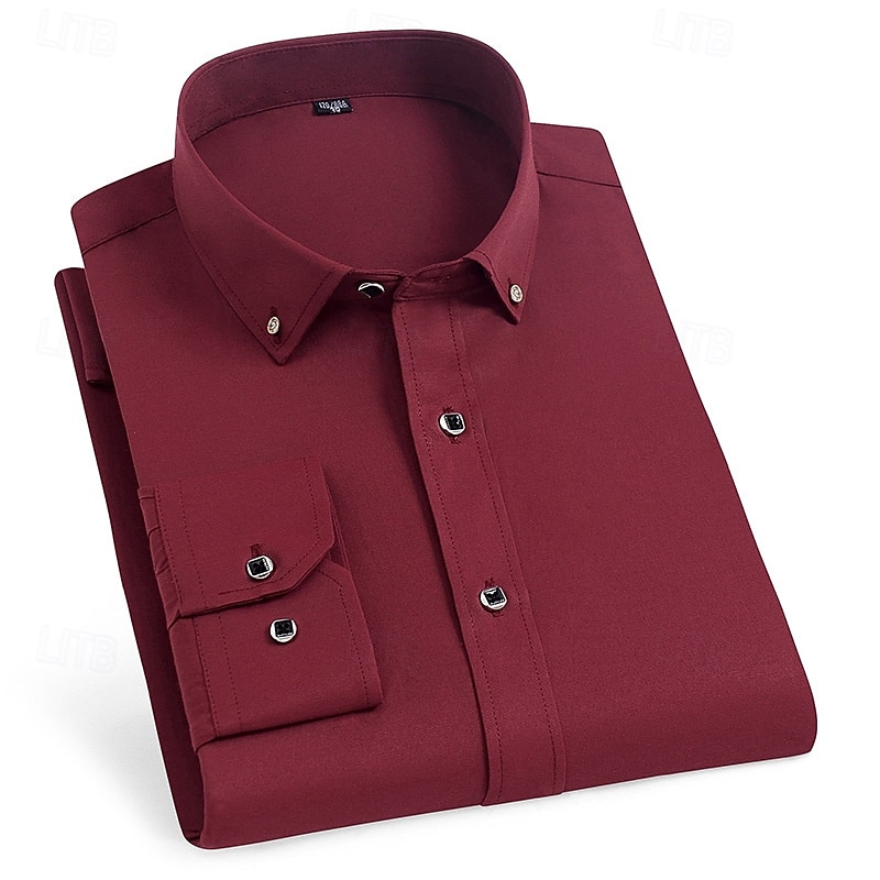 Herren Hemd Oberhemd Knopfhemd Glatt Hochzeit Party Schwarz Weiß Rosa Wein Langarm Kargen Frühling Herbst Bekleidung Tasche 2025 - $19.99 –P11