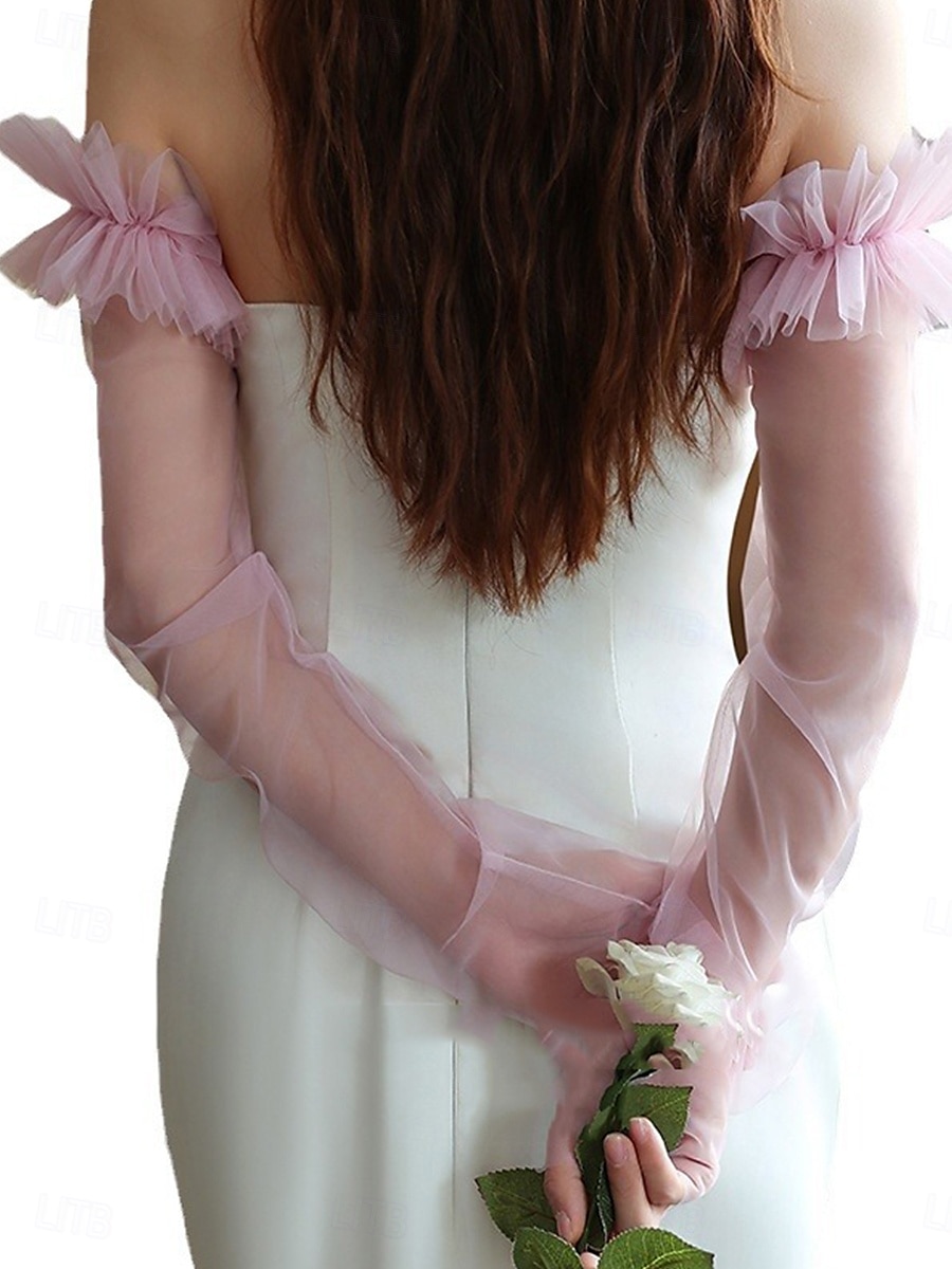 Spets Handleder Längd Handske Elegant  Klassisk Stil Med Ren Färg Bröllop  Fest Handske 2025 - $45.99 –P5