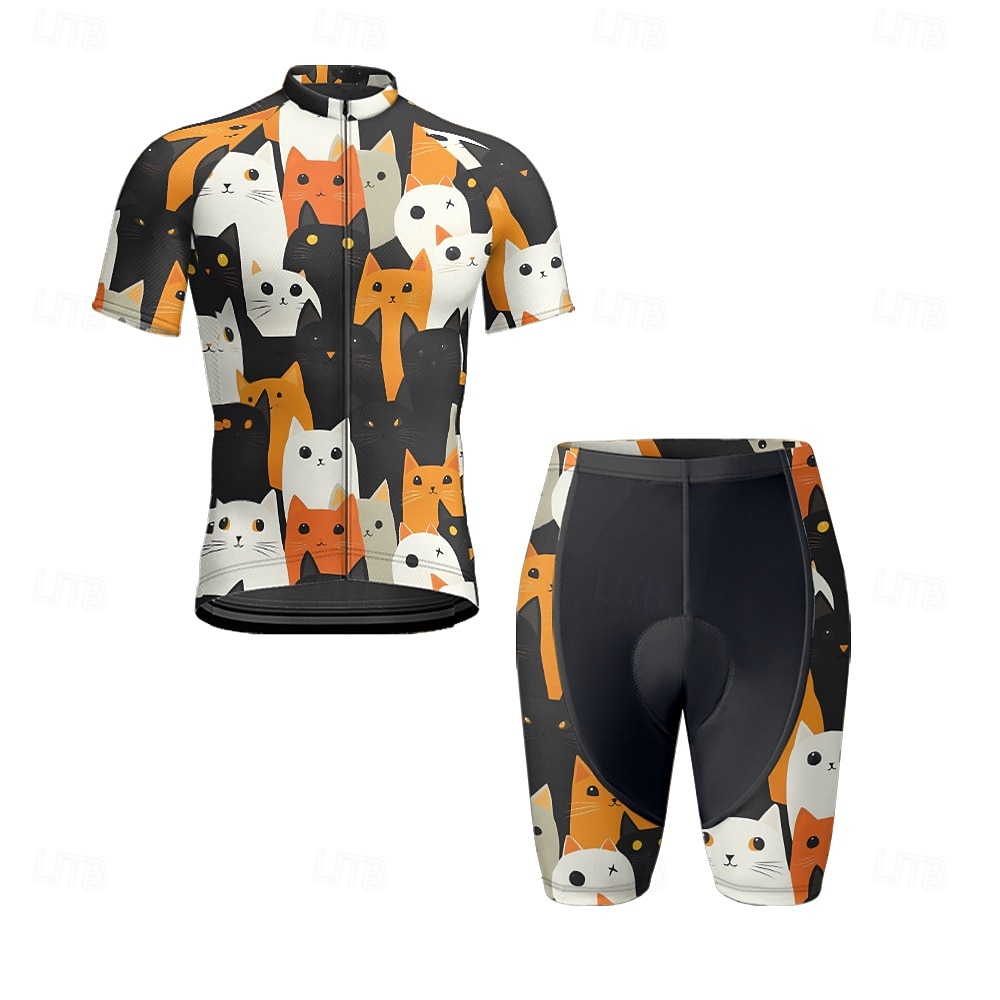 Ανδρικά Φανέλα και σορτς ποδηλασίας Γάτα Κοντομάνικο Ποδήλατο Ρούχα σύνολα με 3 πίσω τσέπες Ποδηλασία Βουνού Ποδηλασία Δρόμου Μποστινό Φερμουάρ Σκούπισμα ιδρώτα Άνετο Αναπνέει Αθλητισμός 2025 - AU $77.55 –P7