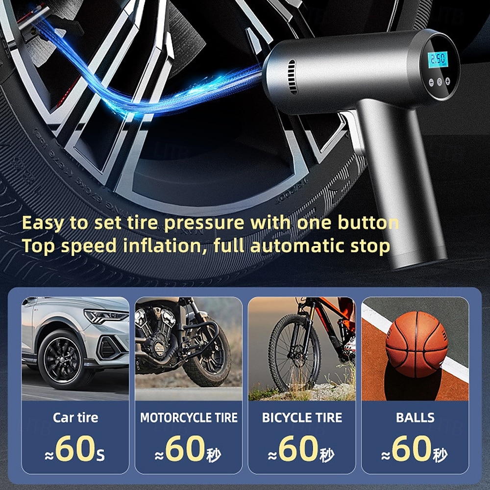 Portable Car Tyre Inflator Cordless Digital Rechargeable Tire Air Compressor Pump Car Tyre Inflator Air Compressor 2025 - $63.99 –P2