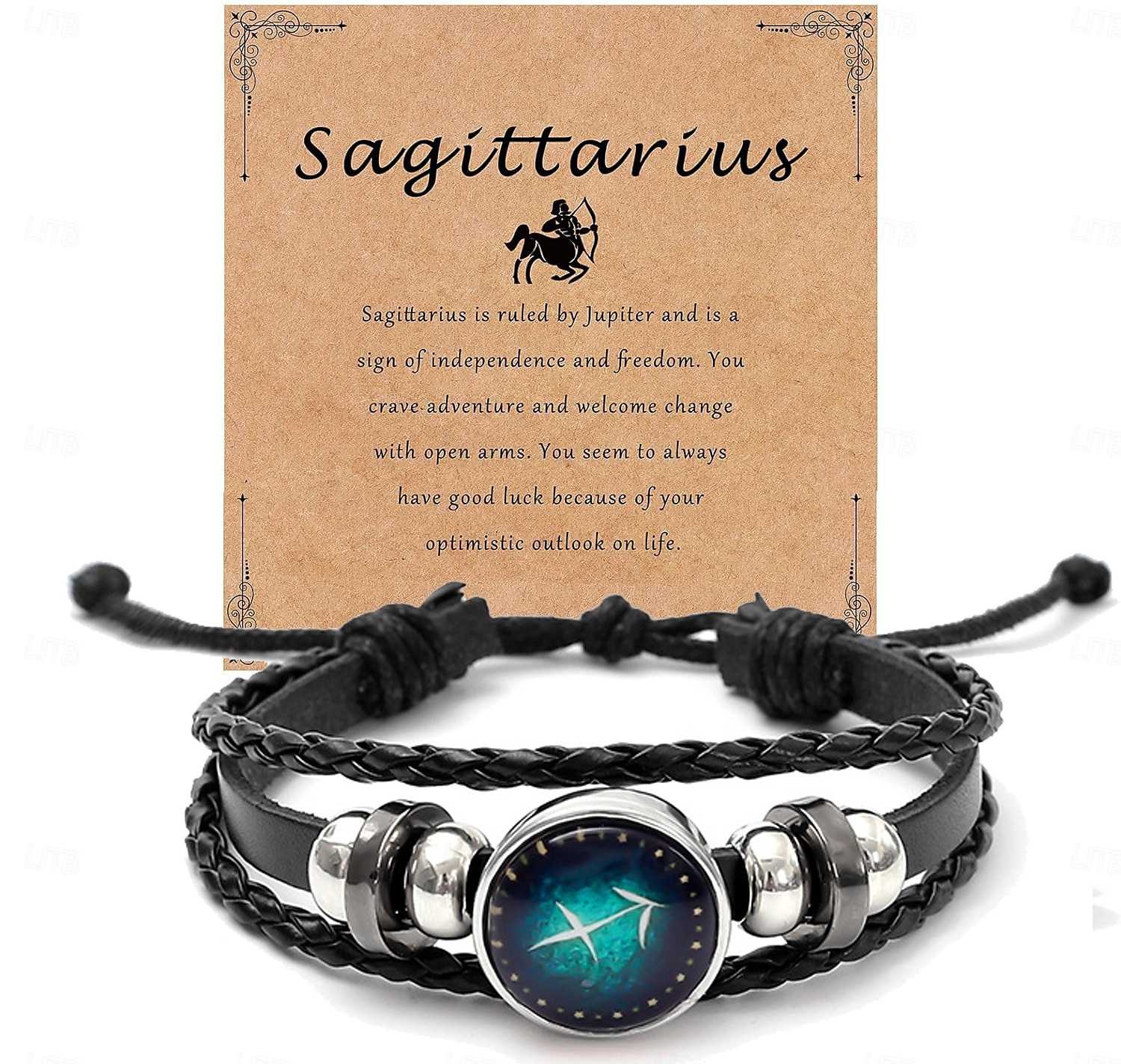 multilayer constellation zodiac läder armband handgjorda vävda stjärntecken wrap armband armband för kvinnor män smycken födelsedagspresent 2025 - $14.99 –P15