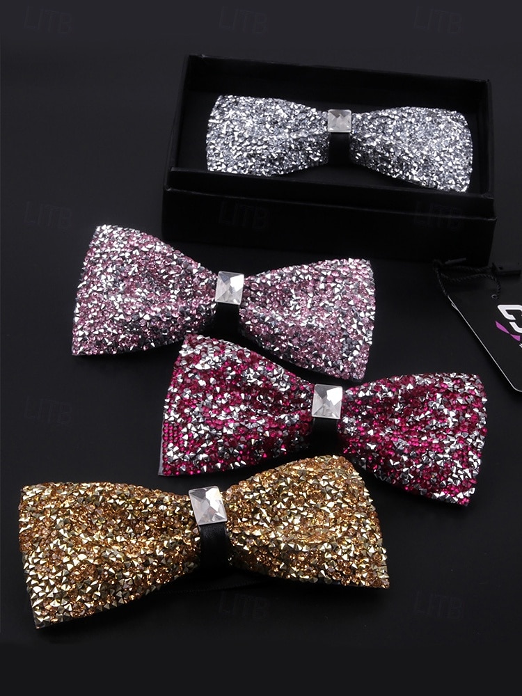 rhinestone sløyfe for menn – elegant formell tilbehør med krystalldetaljer, perfekt for bryllup, fester og spesielle anledninger 2025 - $14.99 –P5