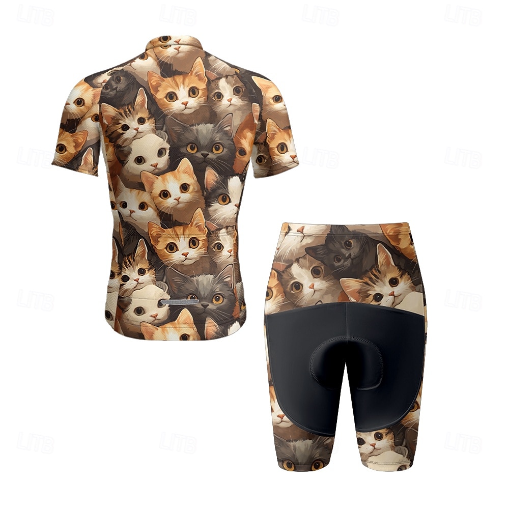 Ανδρικά Φανέλα και σορτς ποδηλασίας Γάτα Κοντομάνικο Ποδήλατο Ρούχα σύνολα με 3 πίσω τσέπες Ποδηλασία Βουνού Ποδηλασία Δρόμου Μποστινό Φερμουάρ Σκούπισμα ιδρώτα Άνετο Αναπνέει Αθλητισμός 2025 - AU $77.55 –P2