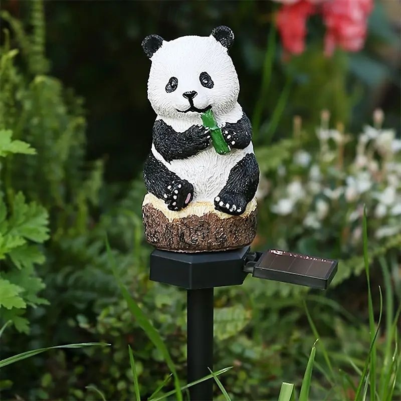 2db panda és bagoly napelemes kerti lámpa – led-gyanta kézművesség kültéri ösvényekhez, pázsithoz és ünnepi táj dekorációhoz 2026 - $35.99 –P4