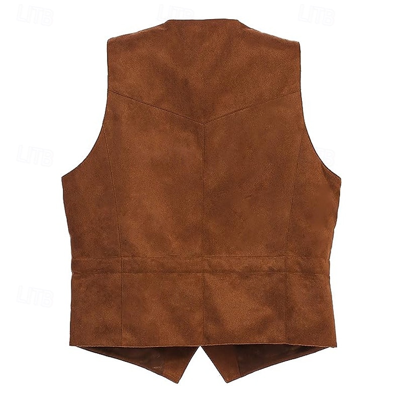 Męskie Kamizelka Urlop Codzienny Wesele Randka Moda Codzienny Wiosna Jesień Guziki Kieszeń Nylon Wygodny Równina Pojedynczy biust na jeden guzik W serek Regularny Czarny Jasnobrązowy Kawowy Szary 2025 - $32.99 –P2