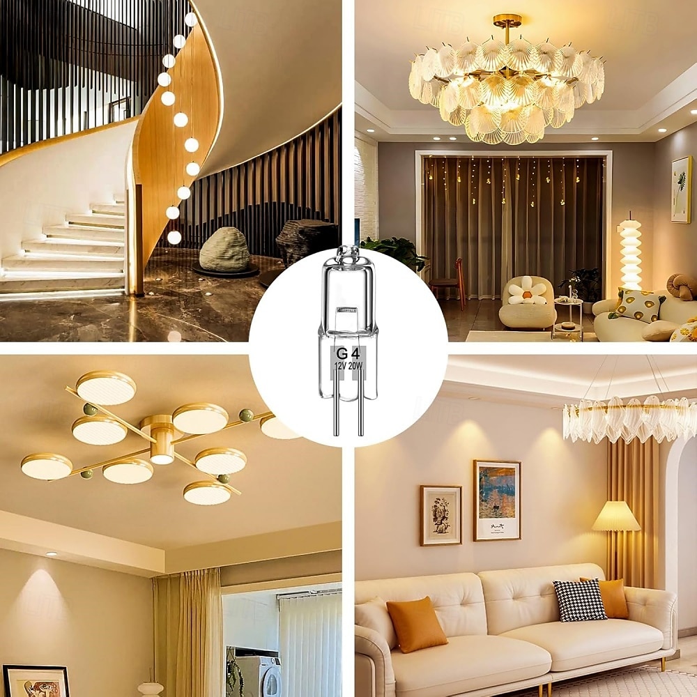 G4  Bi-pin Base Halogen Bulb 12V 10W 20W G4 Halogen Light Bulb for Under Cabinet Puck Light Chandeliers Accent Lights Track Lighting 20pcs 2025 - $12.99 –P6