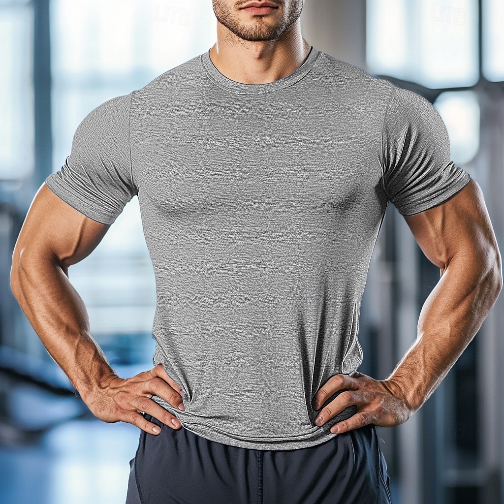 Herren T Shirt T-Shirt Kurze Ärmel Rundhalsausschnitt Sommer Einfach Mode Basic Sportlich Fitness Basketball Laufen Dunkelgrau Schwarz Weiß Top T-Shirt für Herren 2025 - $12.99 –P5