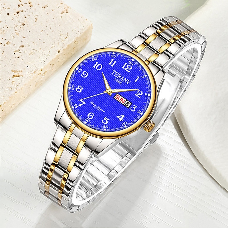 digitale nuovo quadrante circolare orologio da donna business ipx7 impermeabile calendario luminoso display settimanale cinturino in lega multifunzionale elegante orologio al quarzo per viaggio tempo del 2025 a GBP £14 –P2