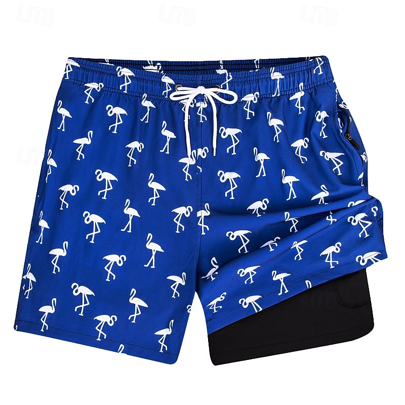 Men's Swim Trunks Swim Shorts Board Shorts Bottoms Drawstring 2 in 1 with Pockets Swimming Surfing Beach Water Sports Printed Summer Spring 2025 - $26.99 –P12