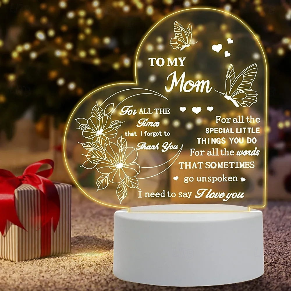 grawerowana lampka nocna dla mamy - idealny prezent od córki lub syna na dzień matki, boże narodzenie, walentynki - lampka LED zasilana przez USB z czytelnym tekstem &piękne wzory 2025 - $13.49 -P2