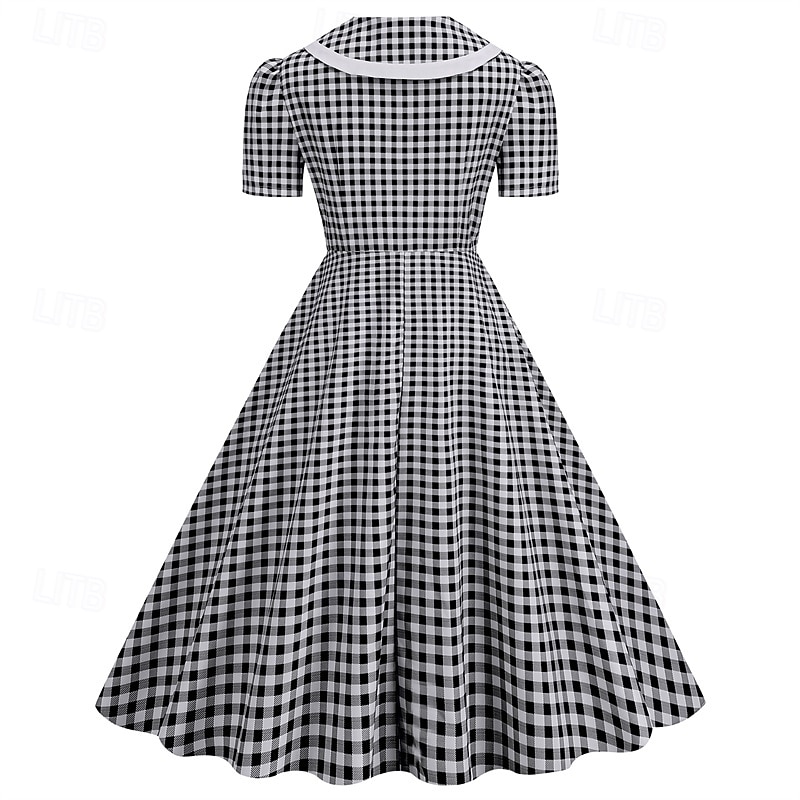 Retro 50. léta Rockabilly Šaty Houpací šaty Maškarní kostým Dámské Karneval Plesová maškaráda Denní nošení loučení se svobodou nevěsty Dospělé Šaty Šaty pro návrat domů 2025 - $23.99 –P15