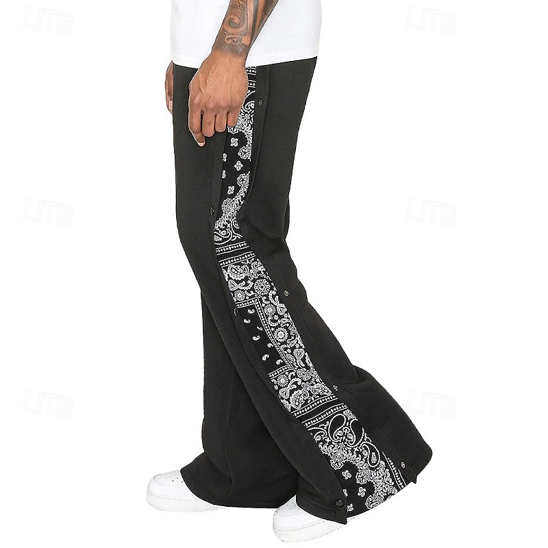 Men's Athletic Pants Sweatpants Tear Away Pants Flared Pants Trousers Pocket Drawstring Elastic Waist Patchwork Graphic Prints Comfort Sports Outdoor Daily Fashion Casual Black Gray Micro-elastic 2025 - $25.99 –P4