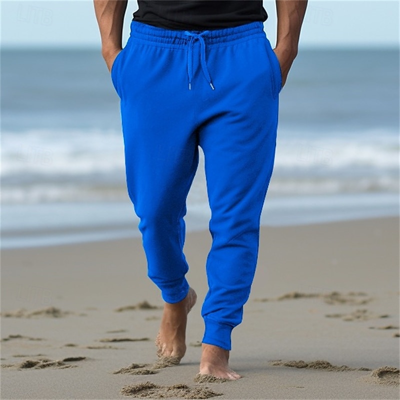 Pánské Atletické kalhoty Tepláky Běžec Kalhoty Kapsy Šňůrky Elastický pas Bez vzoru Pohodlné Outdoorové sporty Denní Módní Na běžné nošení Černá Bílá Lehce elastické 2025 - $13.99 –P2