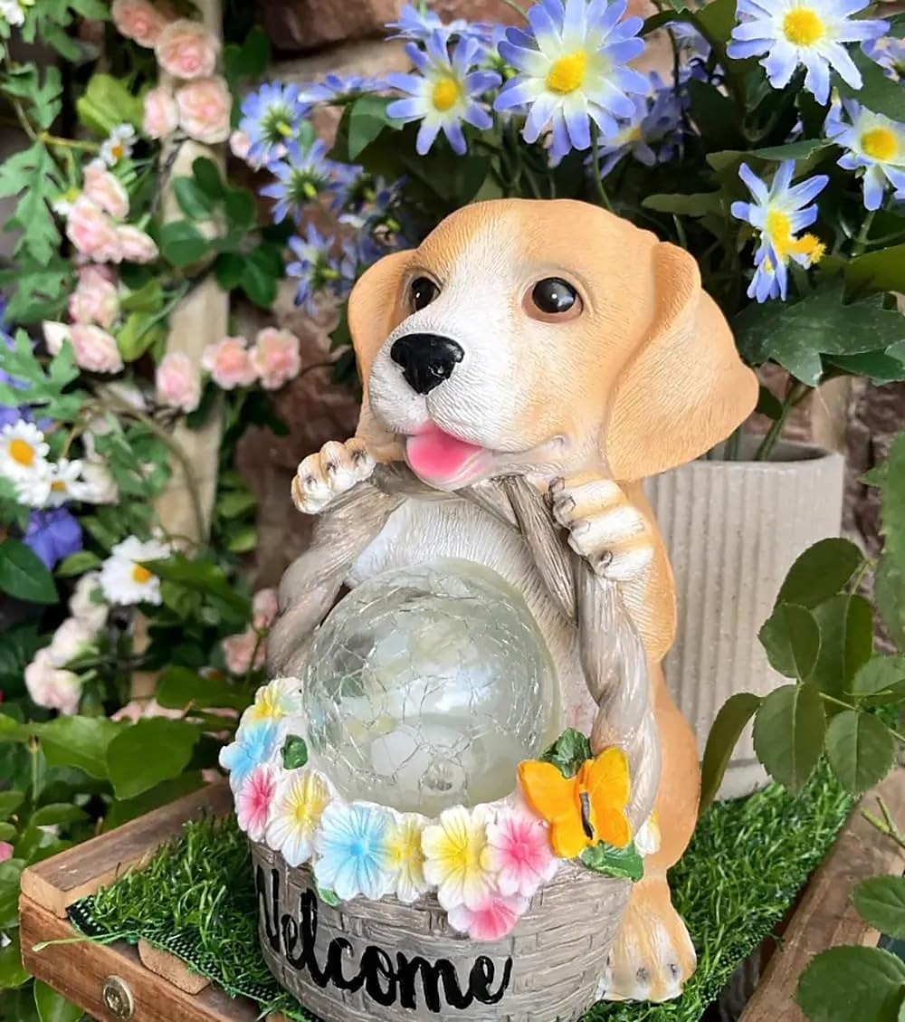Solar-Powered Dog Statue Light with Retro LED Lantern - Outdoor Garden Decor for Patio, Porch, Balcony, Holiday Decoration 2025 - $42.99 –P11