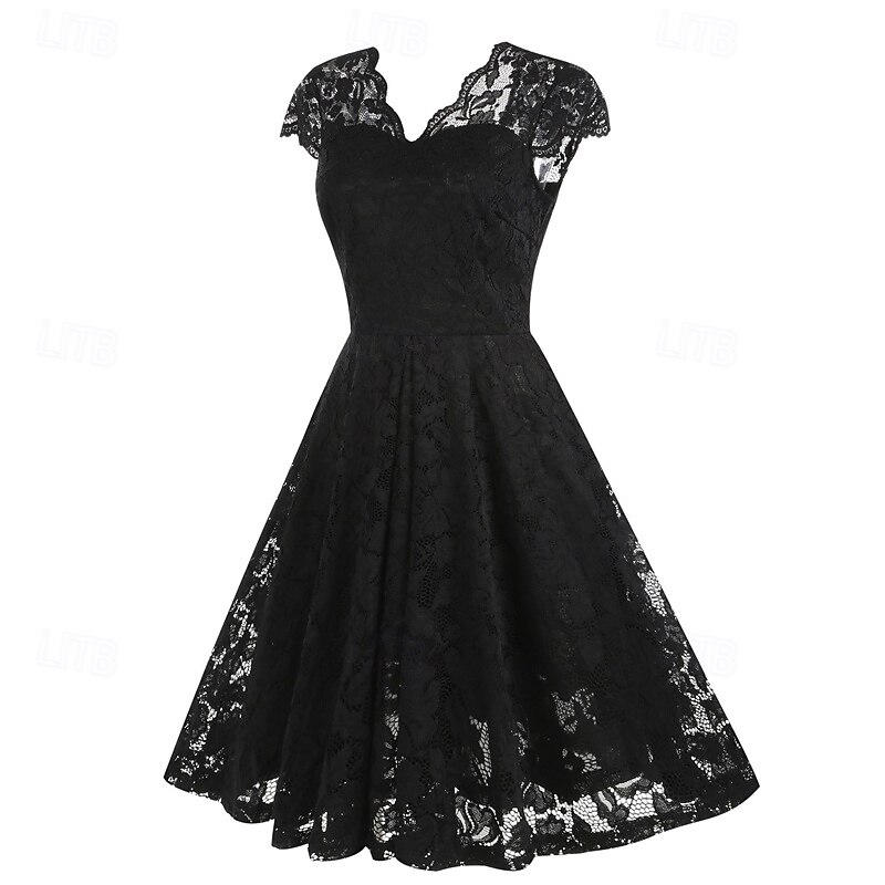 Elegantní 50. léta Retro Ke kolenům Šaty A-Line šaty Čajové šaty Krajka A-Linie Dámské Vánoce Karneval Nový rok Maturita Denní nošení loučení se svobodou nevěsty Dospělé Šaty pro návrat domů Léto 2025 - $35.99 –P17