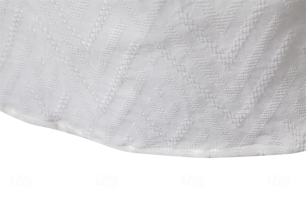 Per uomo Camicia Camicia popover Camicia estiva Maglietta informale Camicia da spiaggia Camicia con bottoni Nero Bianco Albicocca Manica lunga Jacquard Tinta unita / tinta unita A fascia Da mare del 2025 a $37.99 –P6