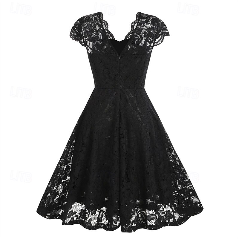 Elegantní 50. léta Retro Ke kolenům Šaty A-Line šaty Čajové šaty Krajka A-Linie Dámské Vánoce Karneval Nový rok Maturita Denní nošení loučení se svobodou nevěsty Dospělé Šaty pro návrat domů Léto 2025 - $35.99 –P18
