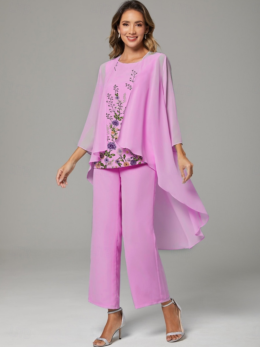 Virágos Csipke Nadrágosruha 3 Részből Álló Anyja Menyasszonyi Esküvő Hímzett Chiffon Hosszú Ujjú Elegáns Ékszer Nyak Hosszú Alj Kötött 2025 - $144.99 –P5
