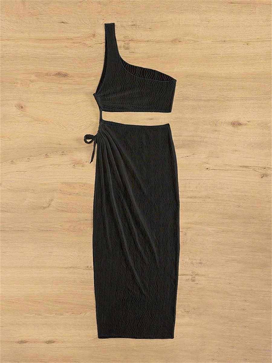 Per donna Costumi da bagno Prendisole Vestito da spiaggia Costume da bagno Tagliato Festività Abbigliamento mare Tinta unica Collo asimmetrico Senza maniche Costumi da bagno del 2025 a $15.49 –P6