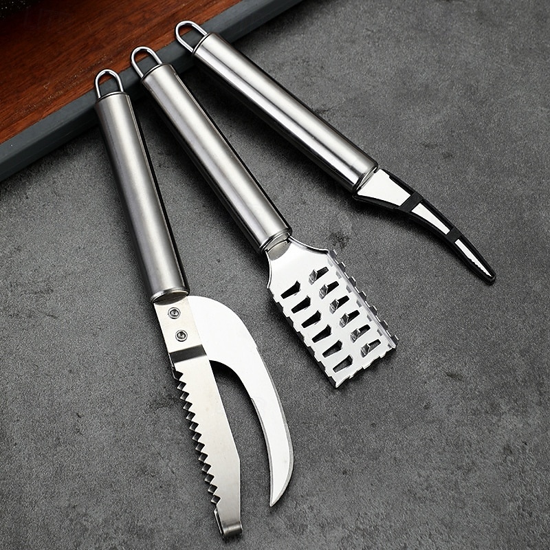 1 pz/3 pz sgusciatore per gamberi in acciaio inox &squamatore per pesci - strumento 2 in 1 per la pulizia dei frutti di mare all'aperto per barbecue del 2025 a $3.49 –P4