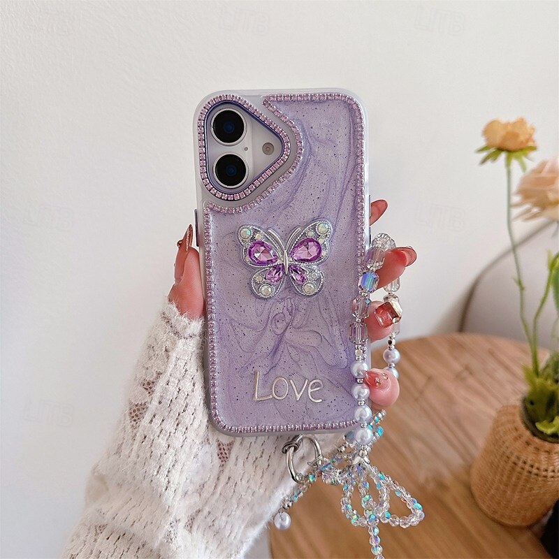 Phone Case For iPhone 16 iPhone 16 Pro iPhone 16 Pro Max iPhone 15 iPhone 15 Pro Max iPhone 14 Pro Max iPhone 13 12 Pro Max Back Cover with Wrist Strap Bling Glitter Shiny Shockproof Retro Silicone 2025 - $19.99 –P14