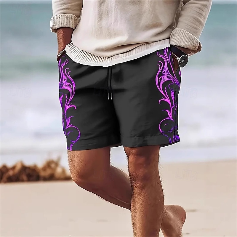 Herre Badeshorts Surfeshorts 4-veis strekkstoff Surfeshorts Bunner Snorer Med lommer Svømming Surfing Strand Vannsport Tropisk Trykket Sommer Vår 2025 - $12.99 –P2