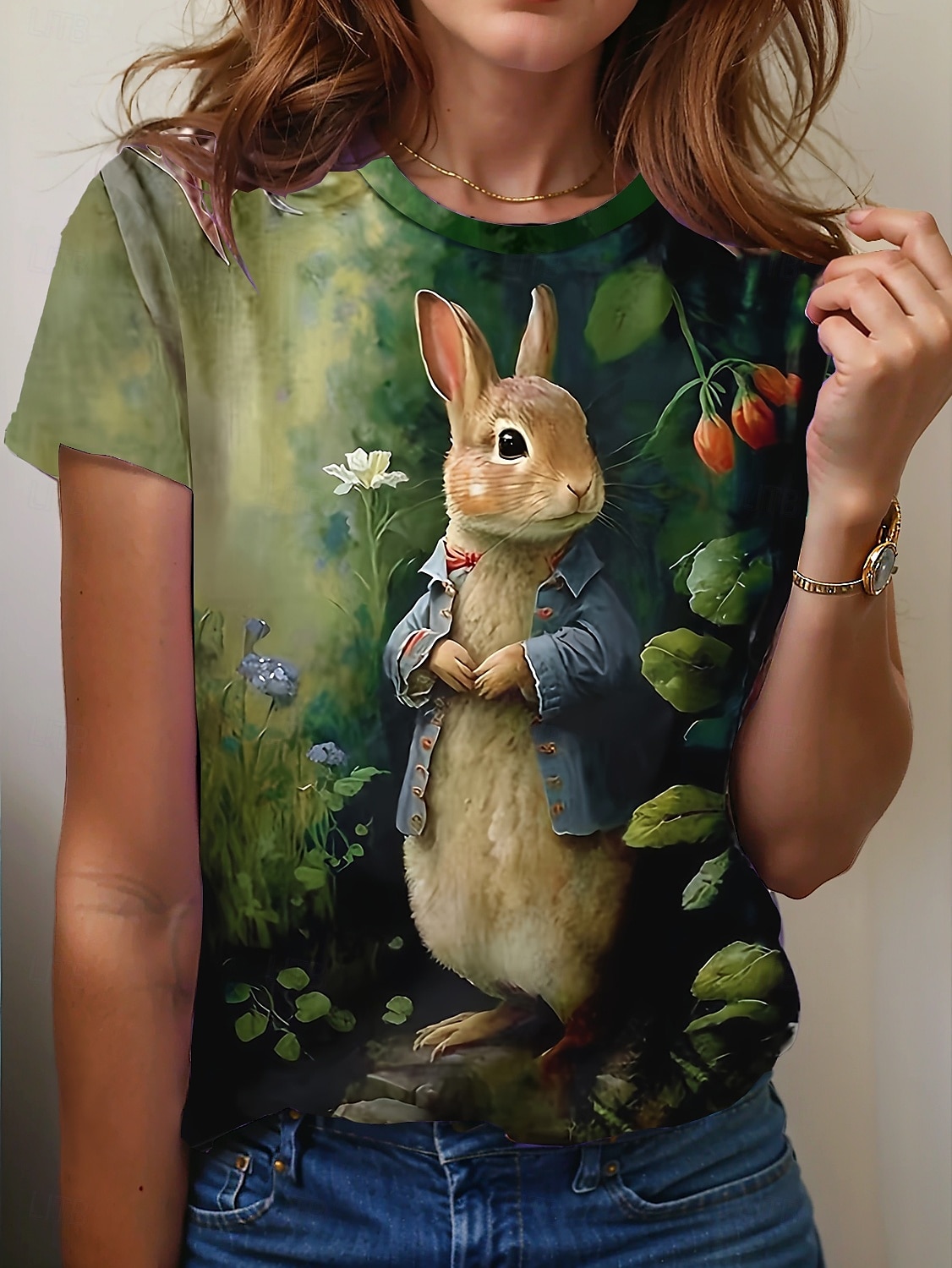 Paște Pentru femei Tricou Animal Casual Manșon scurt Rotund Topuri obișnuite Zilnic Imprimeu Trifoi Vară Primăvară 2025 - $19.99 –P1
