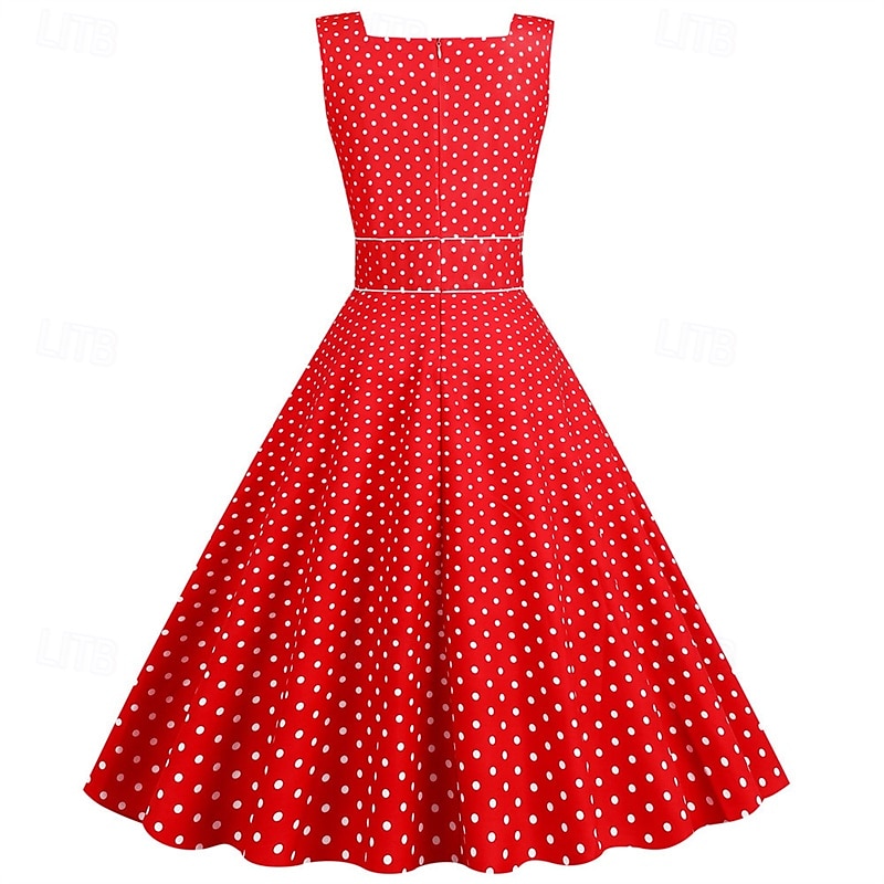 Retró 1950-es Rockabilly Ruhák Swing ruha Pöttyös Női Farsang Álarcos mulatság Hétköznapi viselet Lánybúcsú Felnőttek Ruha Hazatérő ruhák 2025 - $23.99 –P15