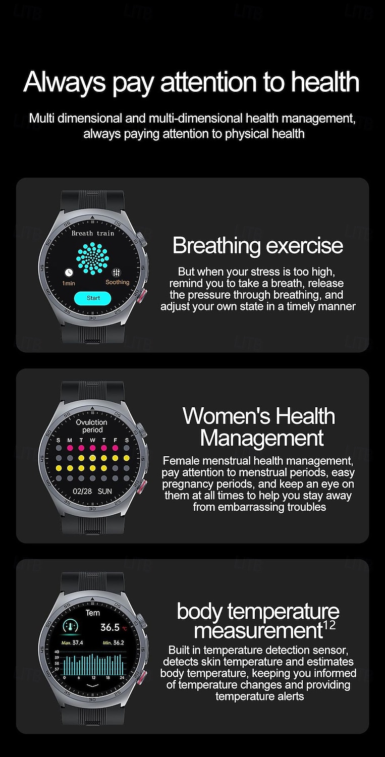 iMosi S25 Slimme horloge 1.43 inch(es) Smart horloge Bluetooth Stappenteller Gespreksherinnering Slaaptracker Compatibel met: Android iOS Uniseks Handsfree bellen Waterbestendig Mediabediening IP 67 2026 - $159.99 –P3