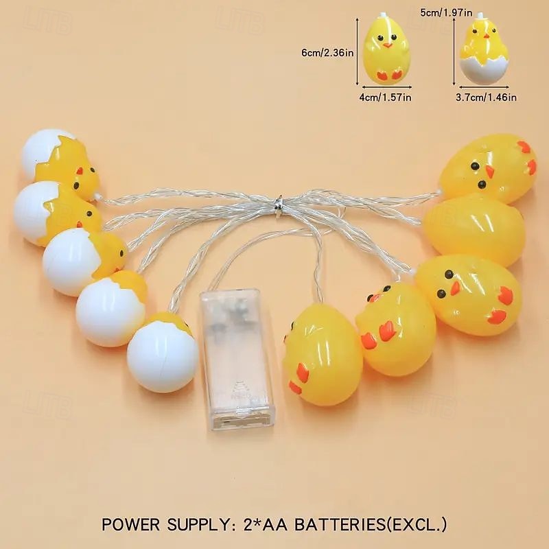 пасхальные гирлянды кролик цыпленок фея 1,5 м 10 светодиодов на батарейках для дома, сада, балкона, комнаты, праздника, пасхальной вечеринки, украшения, подвесные светильники 2026 - $10.99 –P10