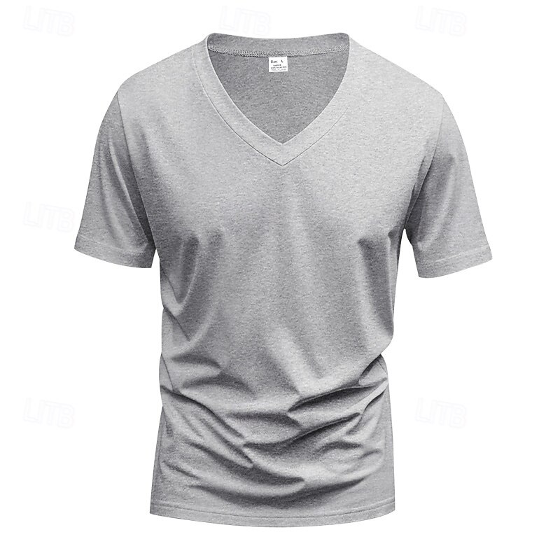 Herren T Shirt T-Shirt V-Ausschnitt T-Shirt Kurzarm V Ausschnitt Ganzjahres Einfach Mode Designer Basic Urlaub Straße Ausgehen Wein Schwarz Weiß Top T-Shirt für Herren 2025 - $12.49 –P8