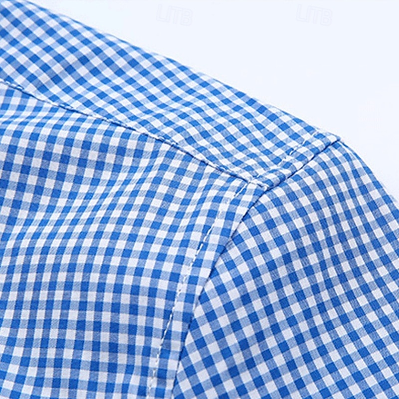 Voor heren Overhemd Overhemd met knopen Ruitjes Bruiloft Feest Rood Blauw Groen Donkerblauw Lange mouw Revers Lente Herfst Kleding Knop 2025 - $48.99 –P9