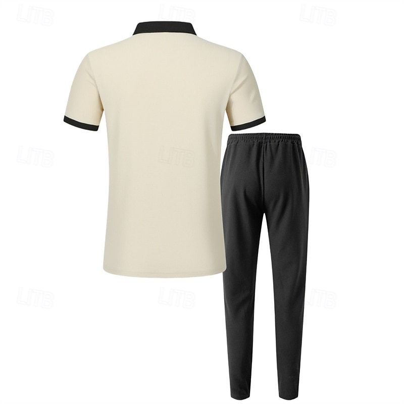 Men's Golf Shirt Golf Polos Shirts Work Casual Lapel Short Sleeve Basic Modern Color Block Patchwork Buttons Summer Spring Regular Fit Wine Green Khaki Gray Golf Shirt 2025 - $31.99 –P3